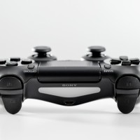 Front view of the DUalShock 4, the grey area is the controller light bar.